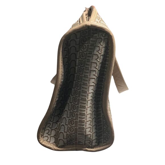 Pierre Cardin Vintage Monogram Satchel Bag Beige Brown Logo Print Tote - Picture 8 of 10